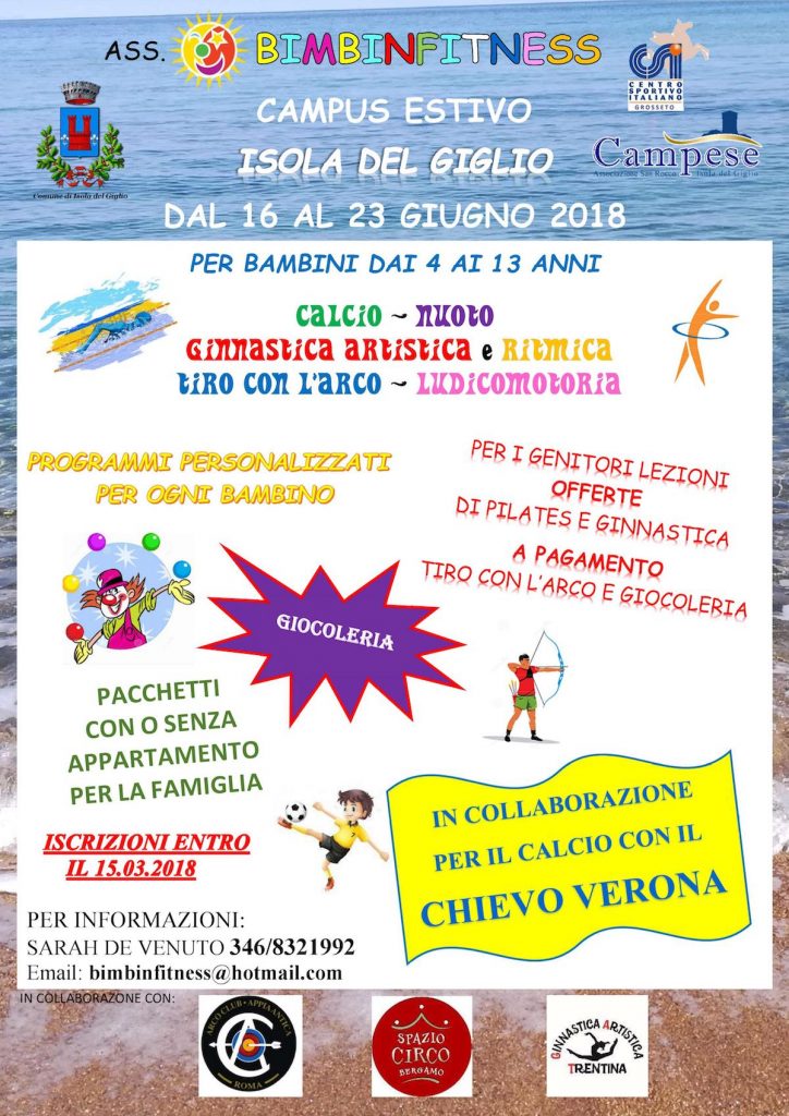 bimbinfitness campus estivo isola del giglio giglionews