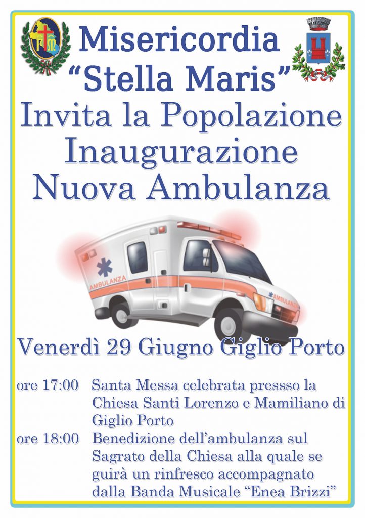 inaugurazione nuova ambulanza misericordia isola del giglio giglionews