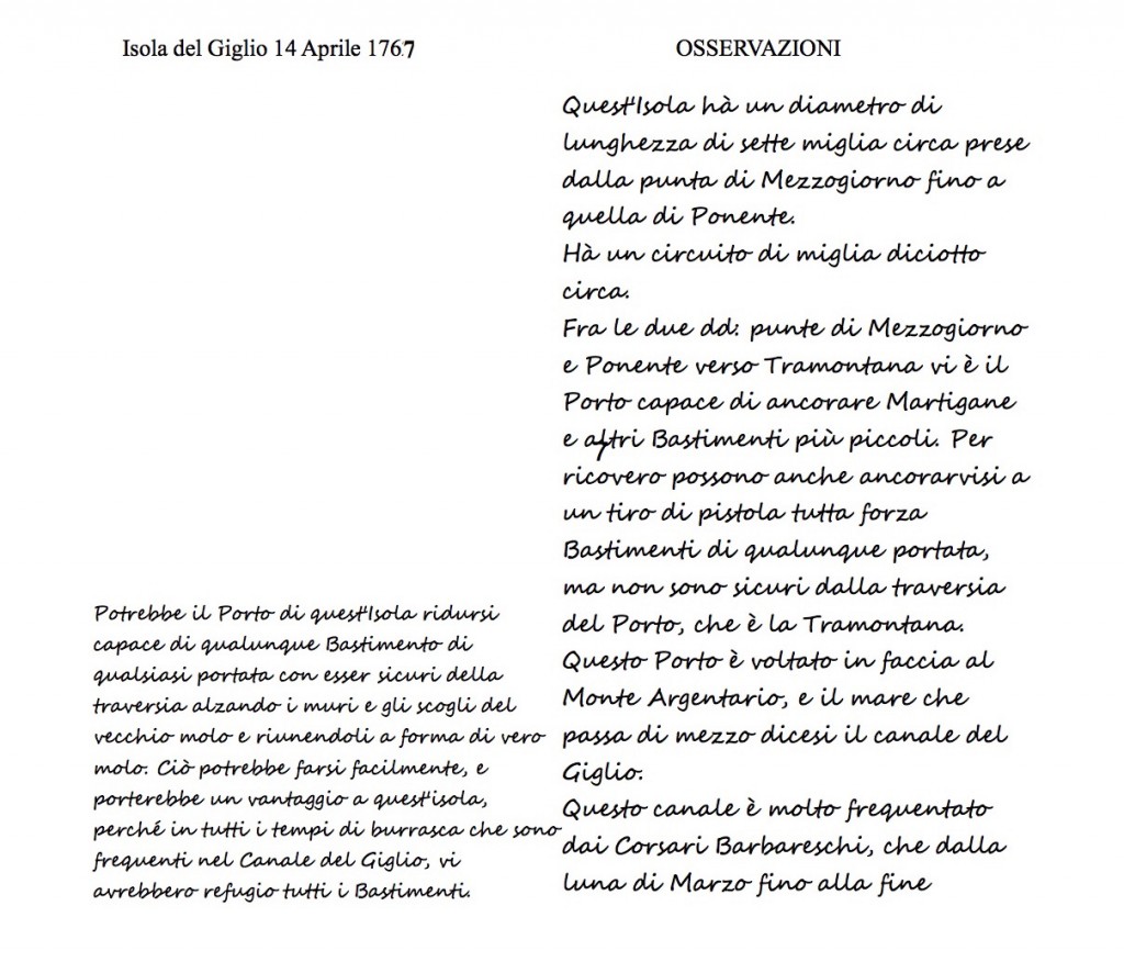 manoscritto granducato di toscana isola del giglio giglionews