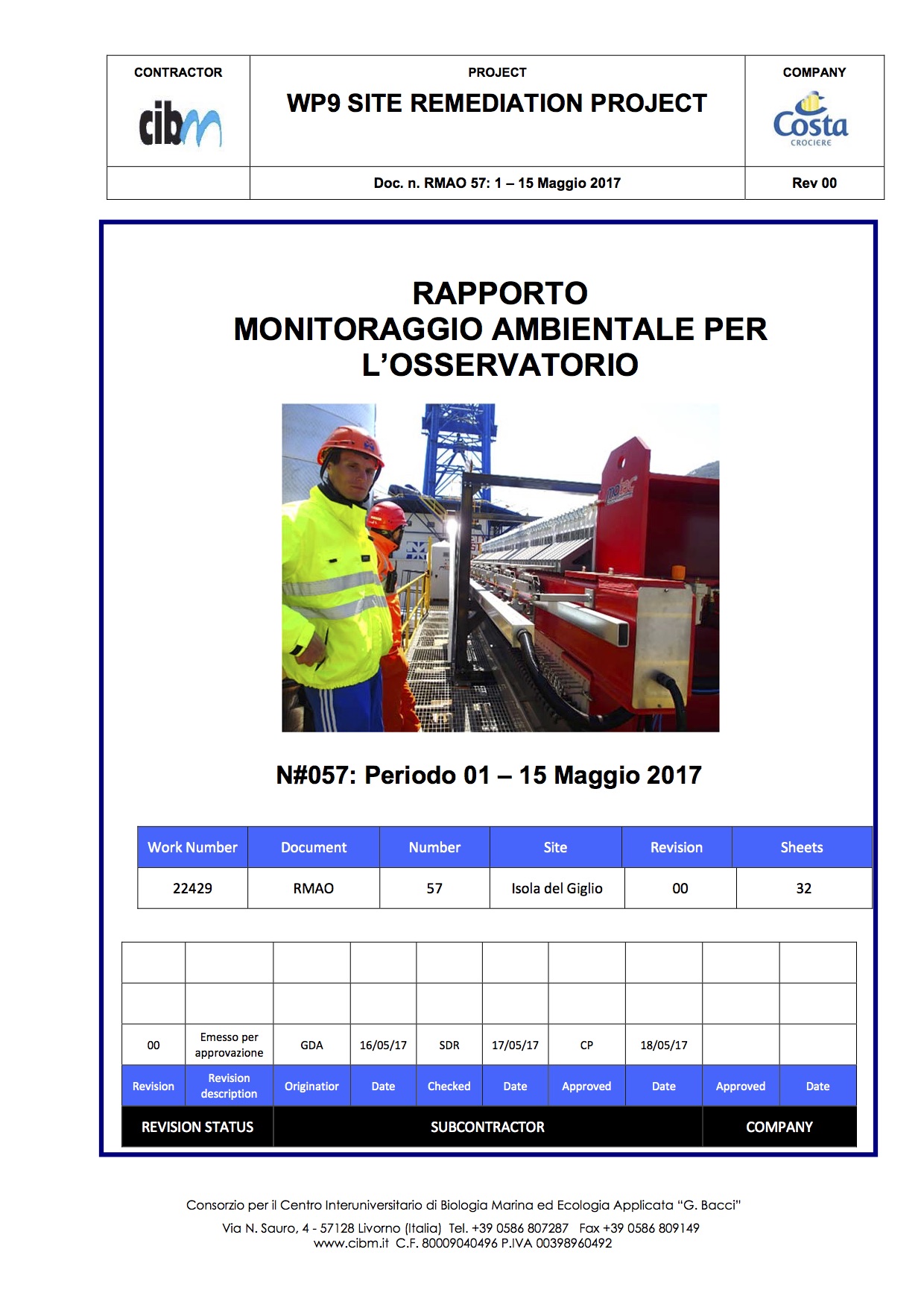 pulizia fondali relazione quindicinale gabbianara costa concordia isola del giglio giglionews