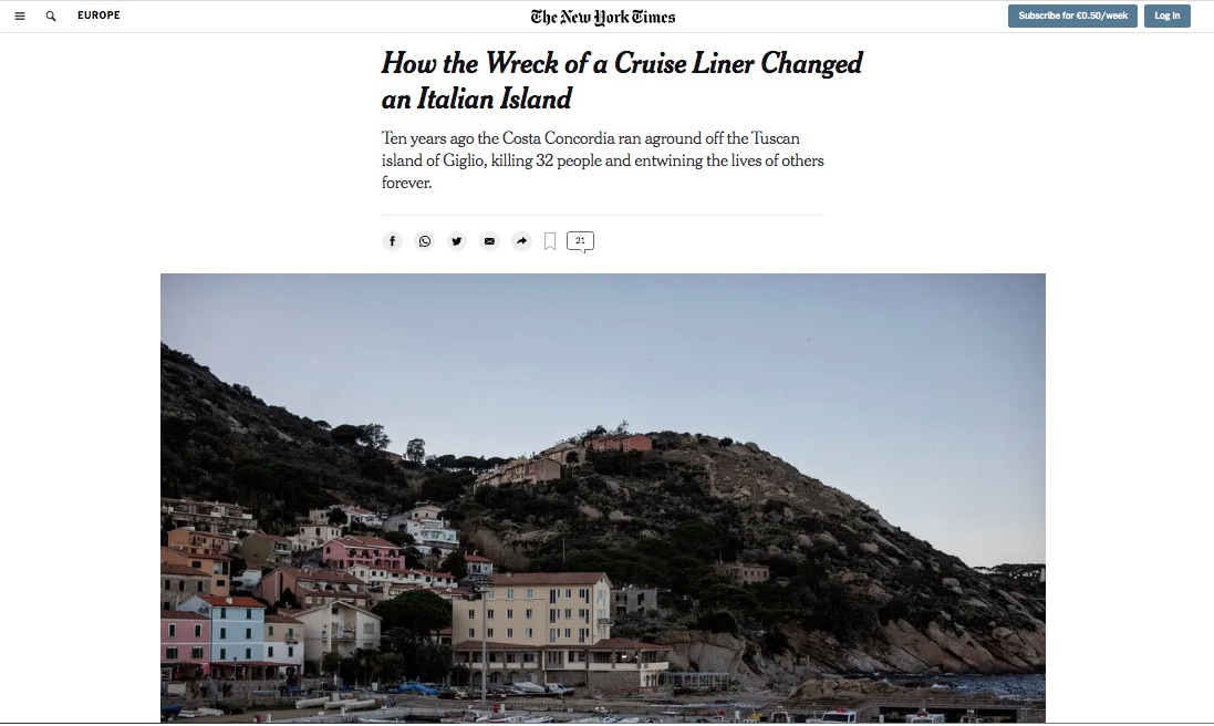 articolo new york times ISOLA DEL GIGLIO giglionews