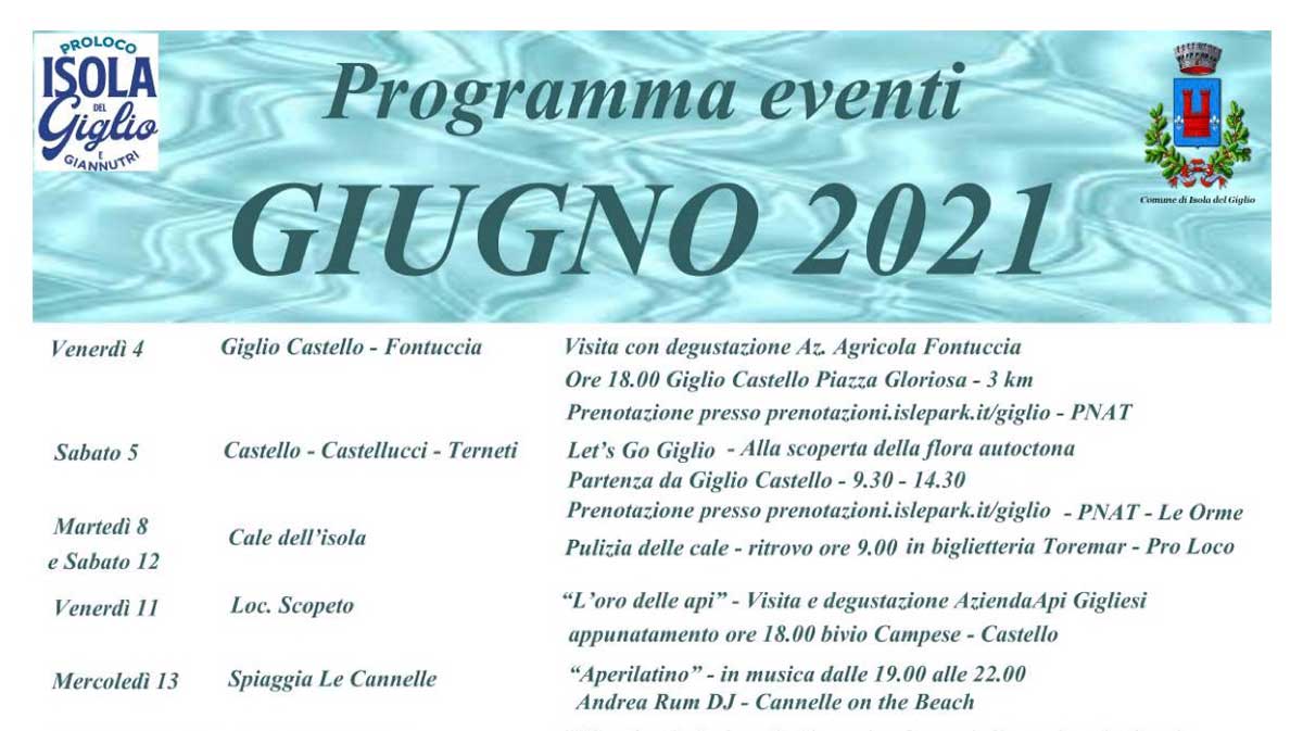 calendario eventi giugno associazione pro loco isola del giglio giglionews