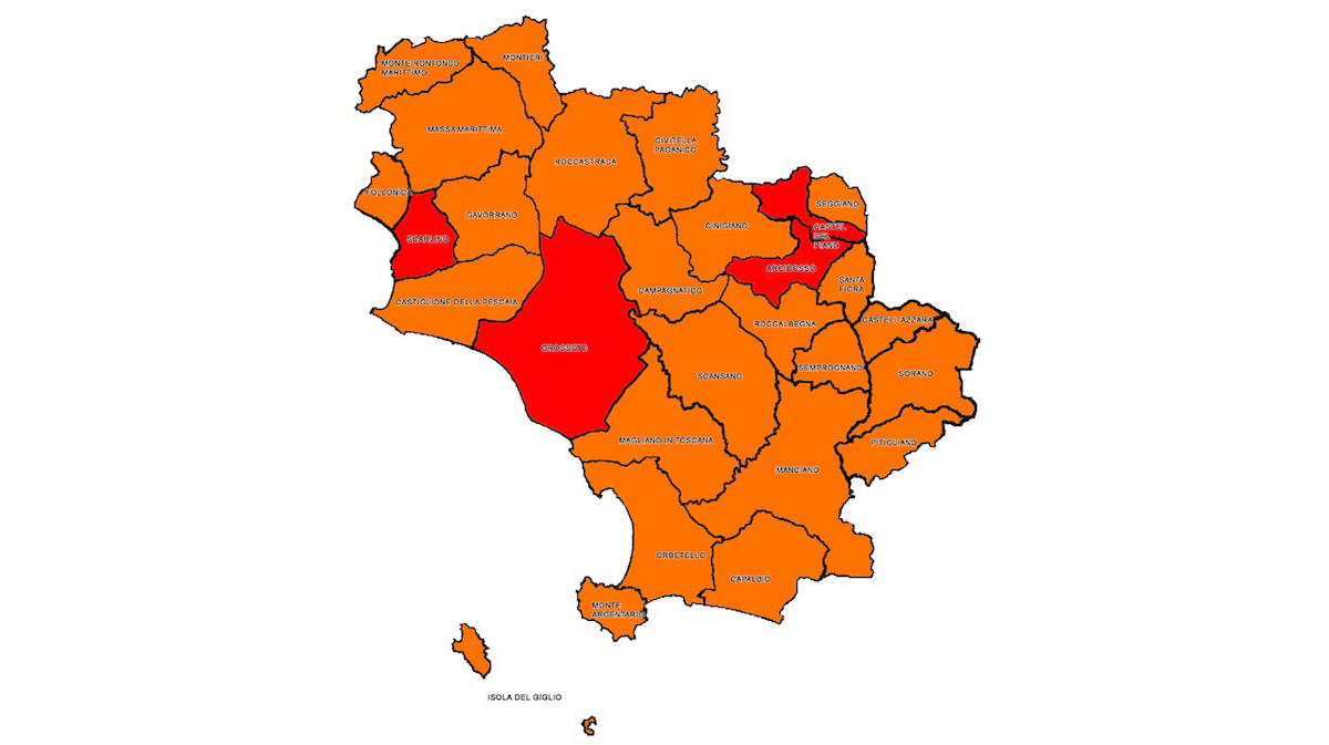 cartina comuni rossi provincia grosseto isola del giglio giglionews