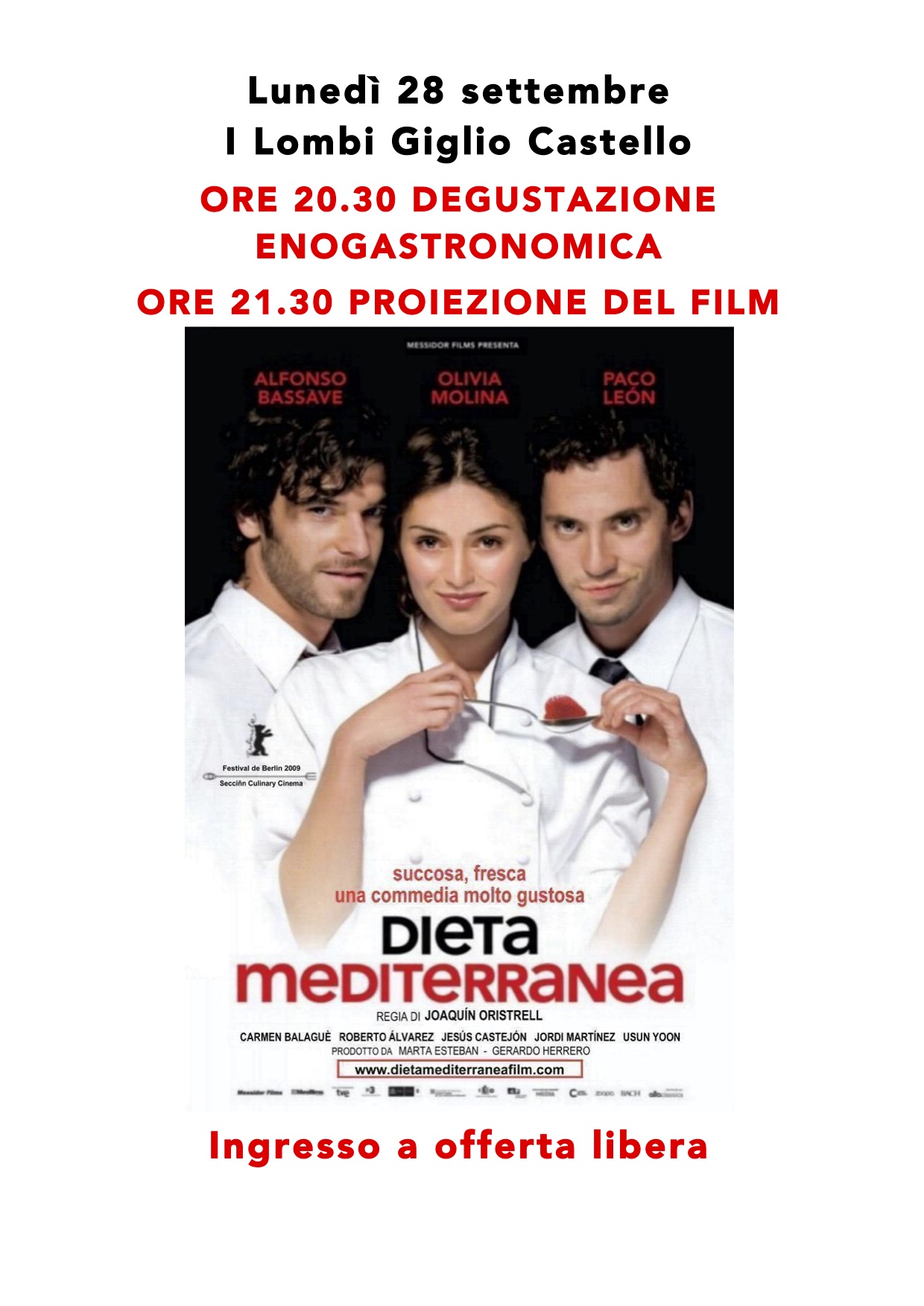 dieta mediterranea cinema castello i lombi isola del giglio giglionews