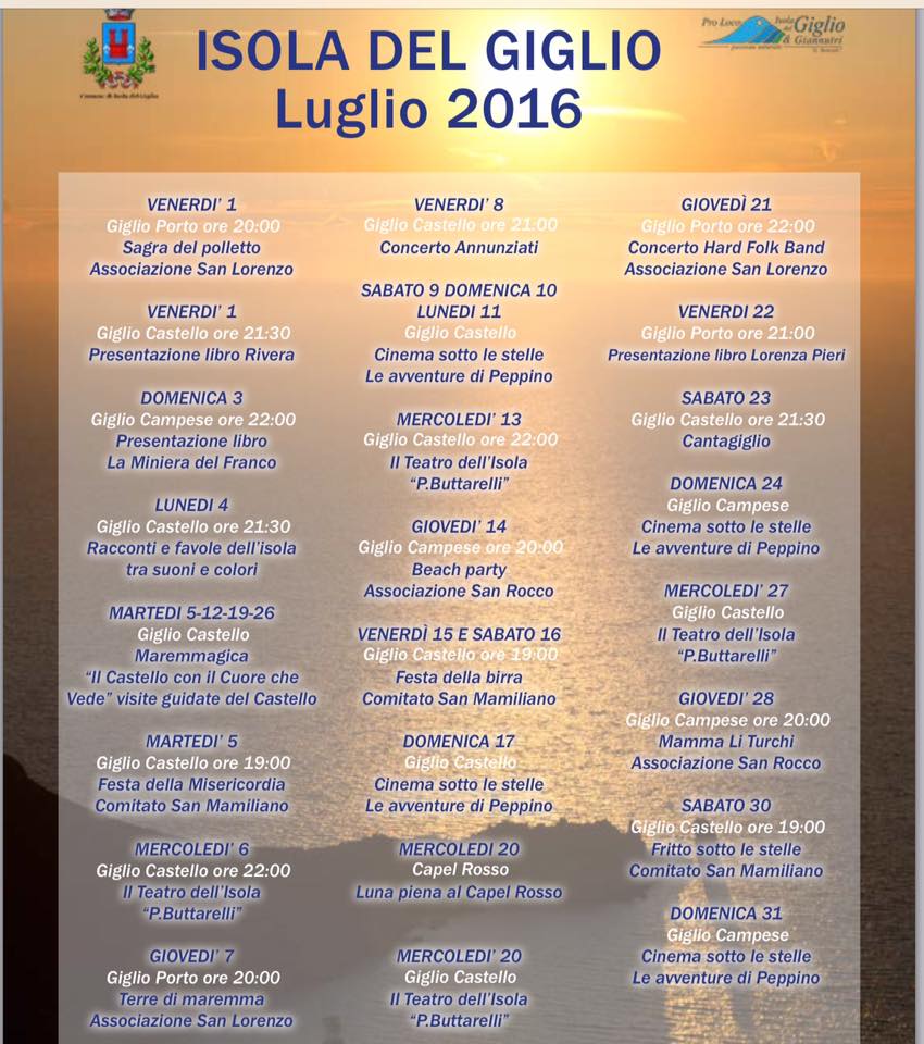 eventi luglio pro loco isola del giglio giglionews