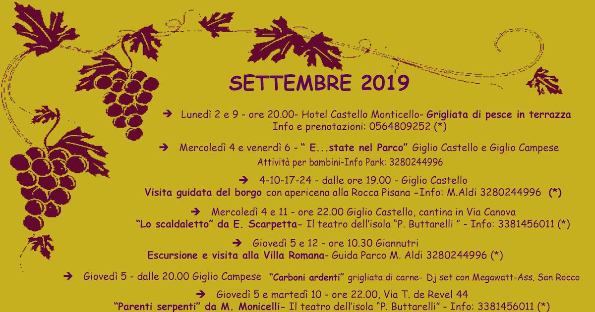 eventi settembre 2019 pro loco comune isola del giglio giglionews