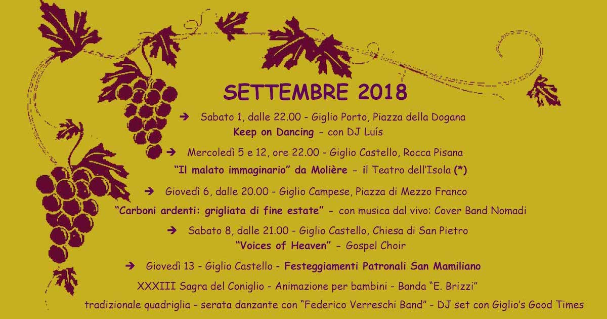 eventi settembre 2018 pro loco comune isola del giglio giglionews