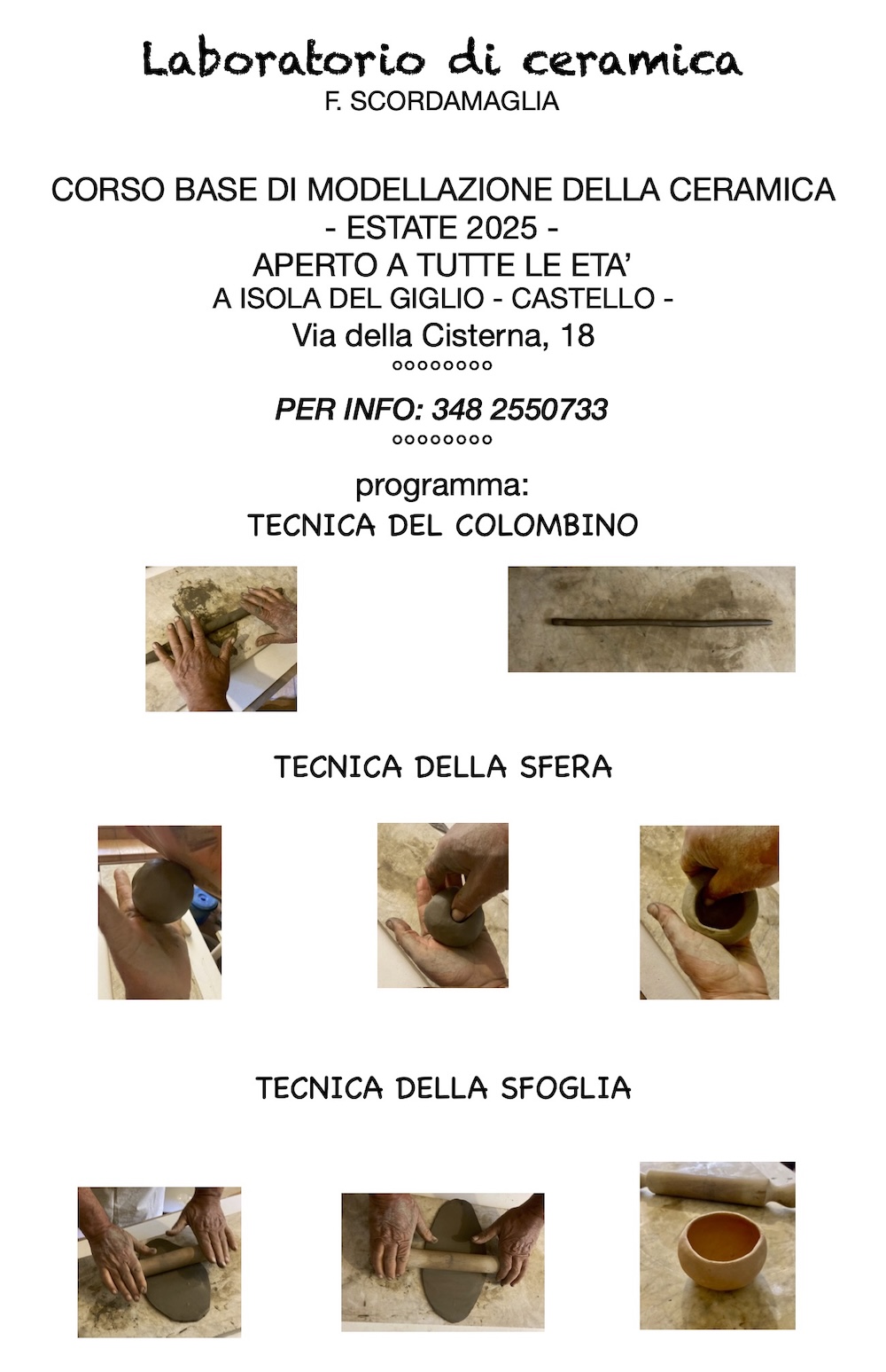 laboratorio ceramica isola del giglio giglionews