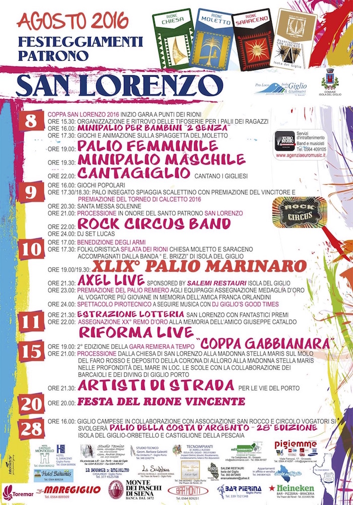 san lorenzo 2016 programma locandina isola del giglio giglionews