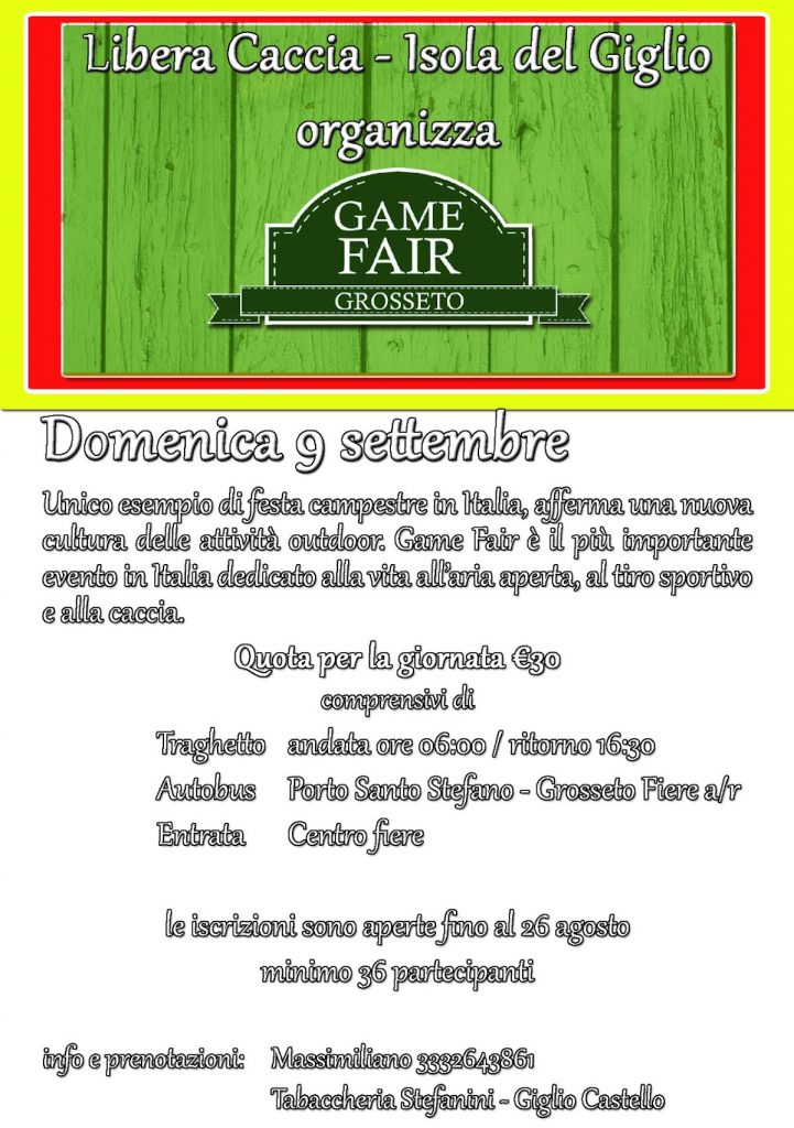 game fair fiera grosseto caccia isola del giglio giglionews