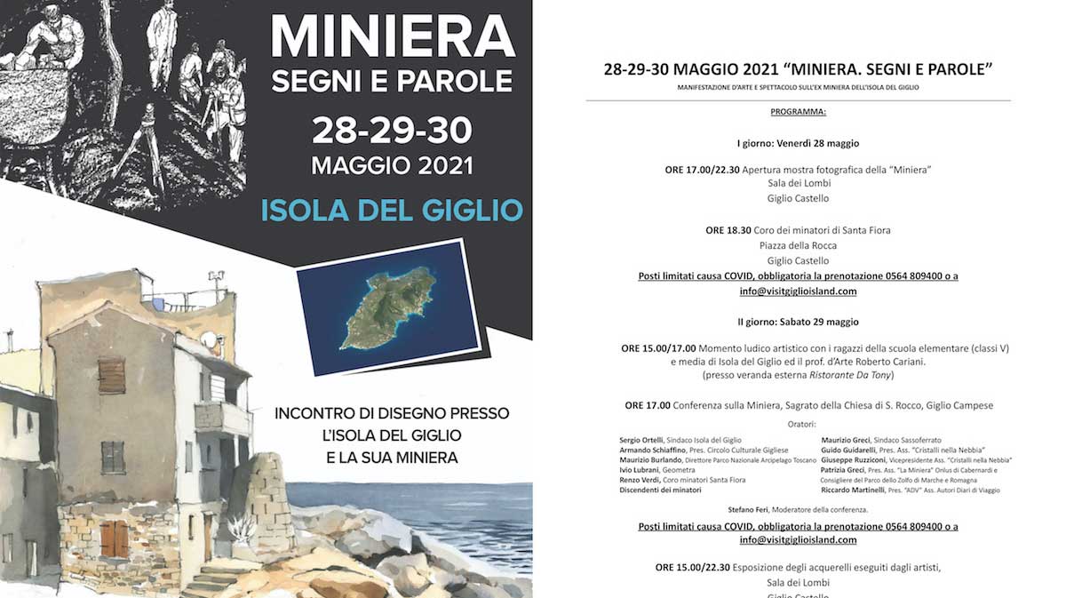 locandina miniera segni parole isola del giglio giglionews