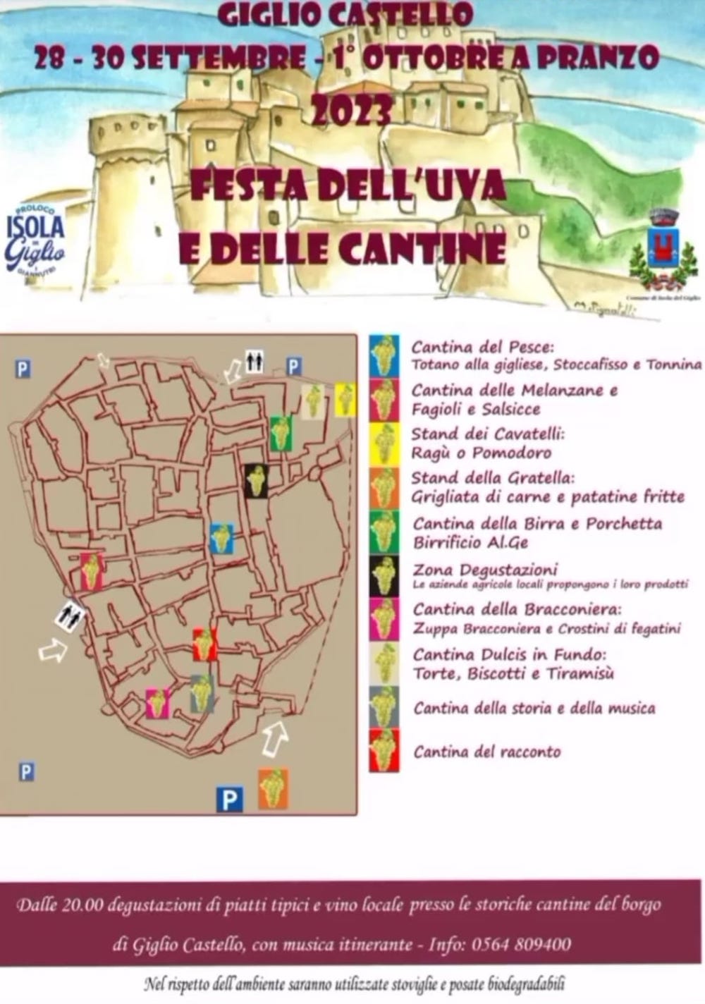 mappa festa cantine 2023 isola del giglio giglionews