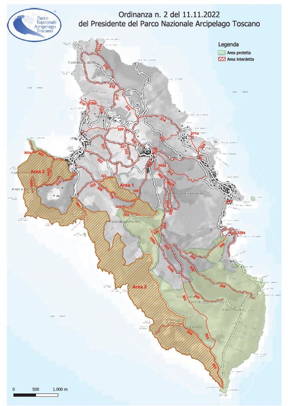 mappa giglio ordinanza parco arcipelago toscano mufloni isola del giglio giglionews