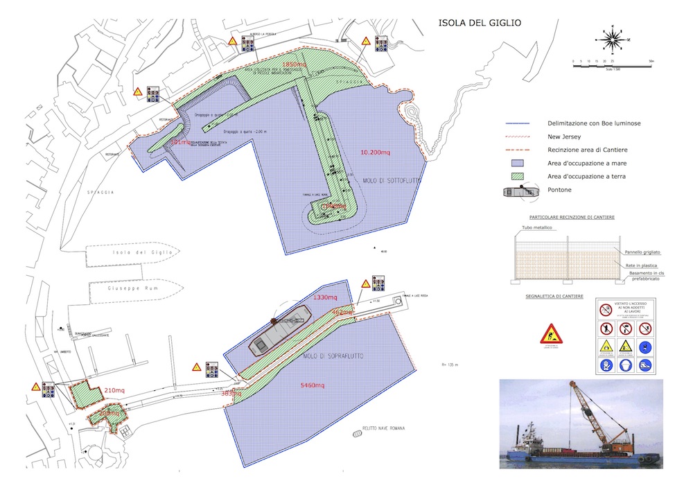 mappa lavori portuali ordinanza isola del giglio giglionews