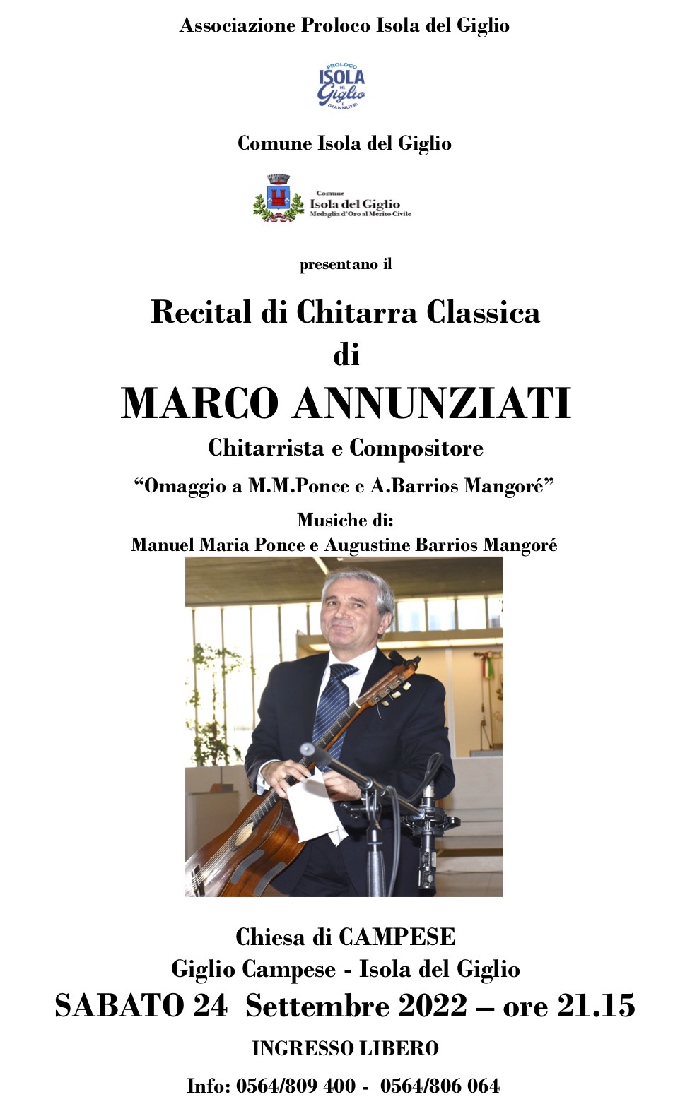 recital chitarra chiesa isola del giglio campese marco annunziati giglionews