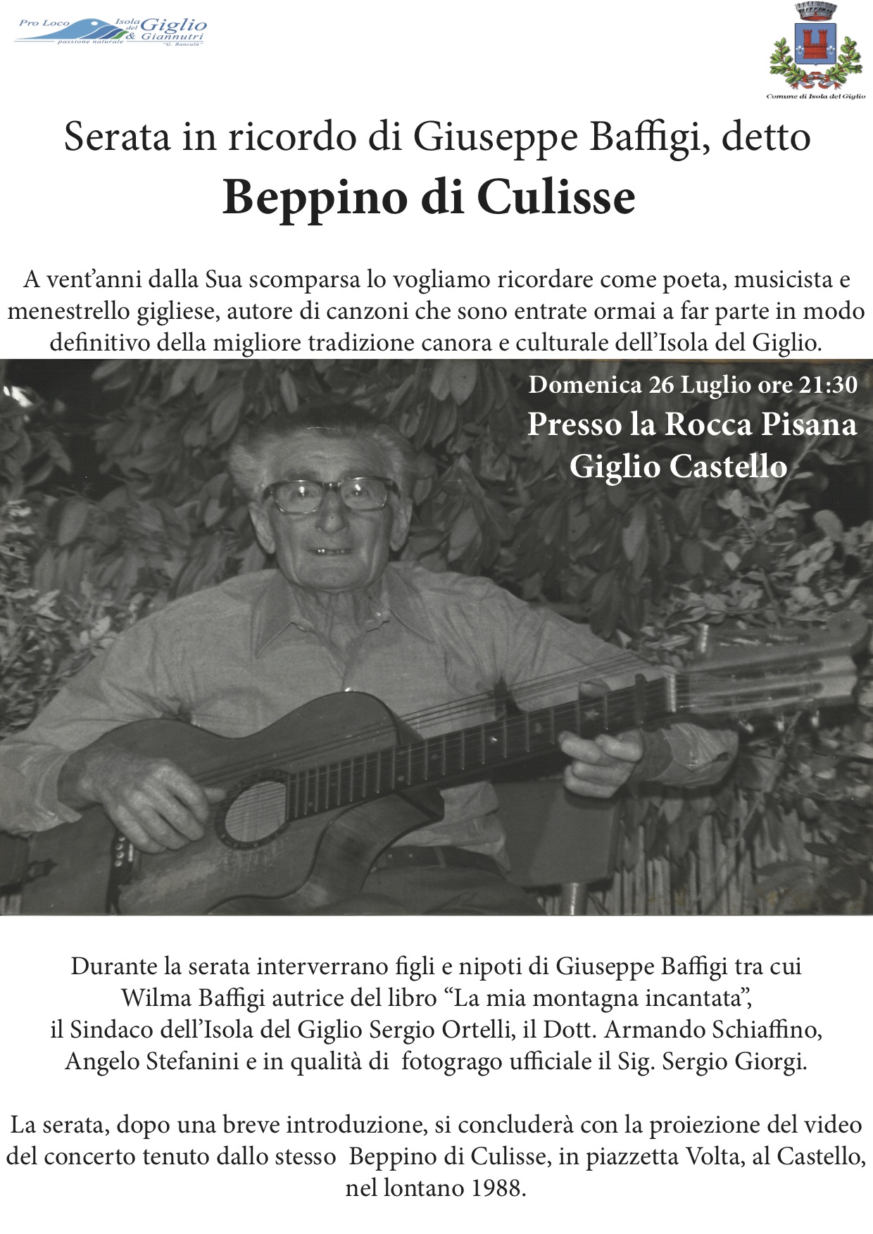 serata beppino di culisse isola del giglio castello giglionews