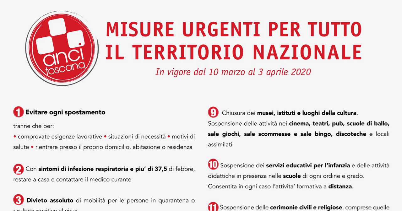 regole misure coronavirus anci toscana isola del giglio giglionews